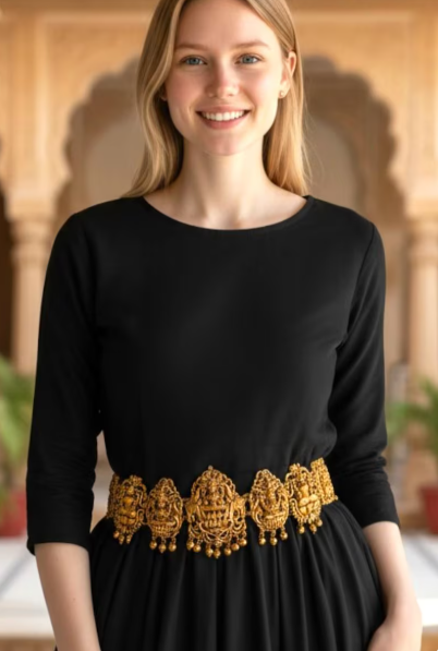 Traditional Gold Kamarband Indian Waist Belt for Women | Bridal Temple Jewelry | Adjustable Ethnic