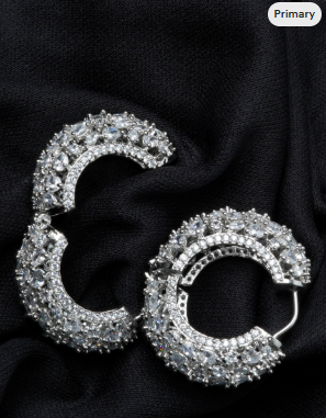 Sparkling Crystal Hoop Earrings - Mother's Day Gift - Silver Tone Glamour