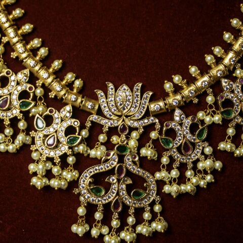 Laxmi necklace ,Gift for her,Temple Necklace,South Indian Jewelry,Wedding jewelry,Matt Gold,necklace ,Bridal Chocker,Pearl set